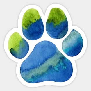 Blue Green Paw Print Sticker